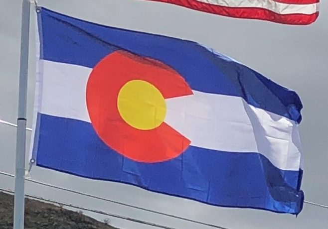 US and Colorado Flags on Our Flagpole