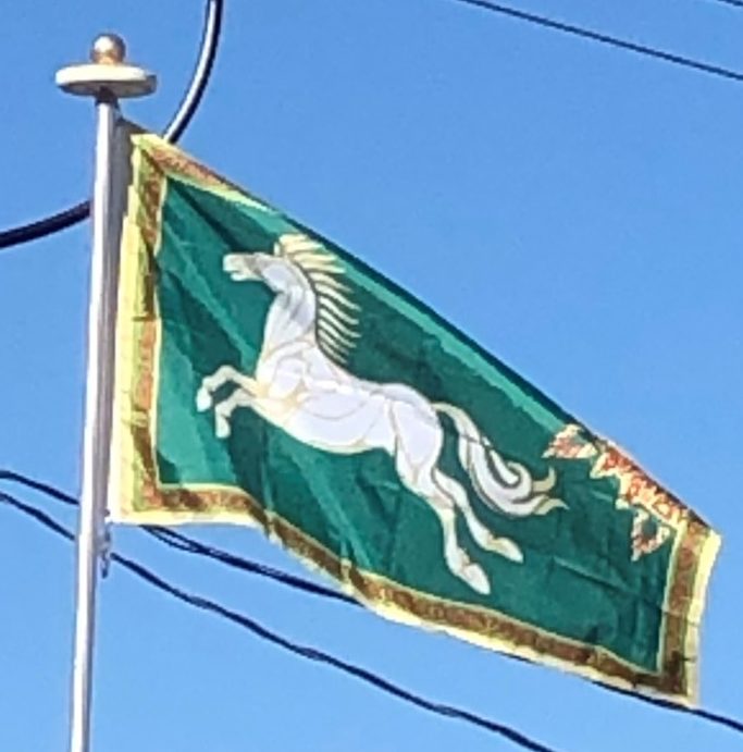Flag of Rohan on Our Flagpole