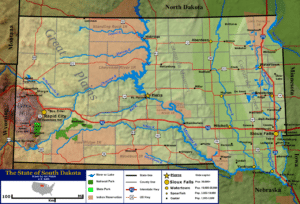 Topographic and Transportation Map of South Dakota