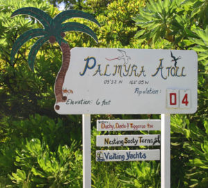 Welcome Sign to Palmyra Atoll