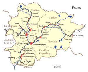 Andorra Map with Parishes