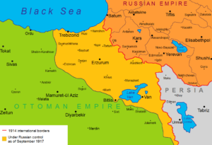 The greatest extent of the Russian occupation of Turkish Armenia during WWI, September 1917.