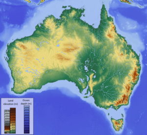 Topographic Map of Australia