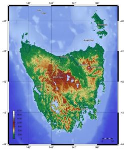 Topographic Map of Tasmania