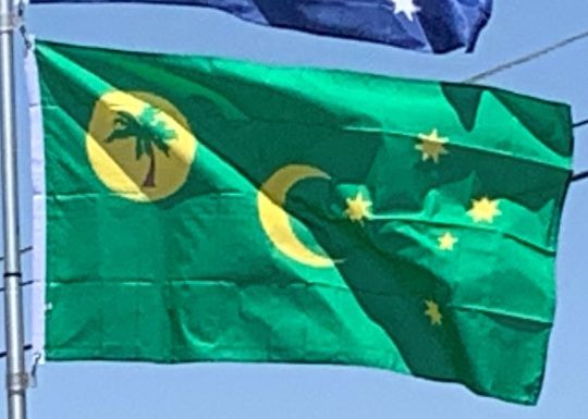 Cocos Island Flag on Our Flagpole