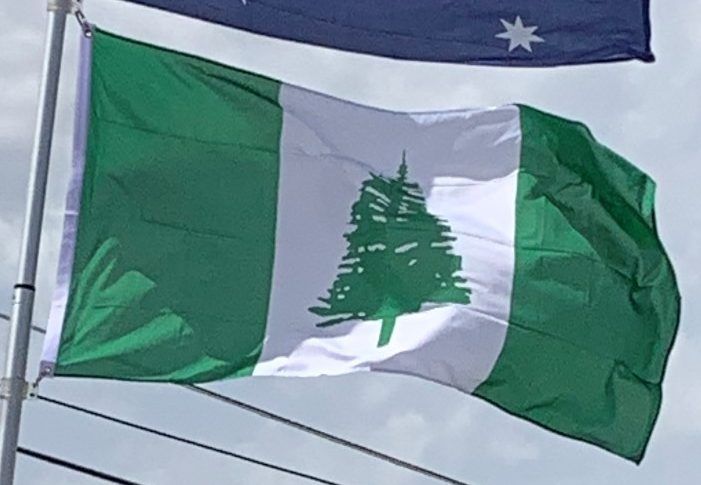 Norfolk Island Flag on Our Flagpole