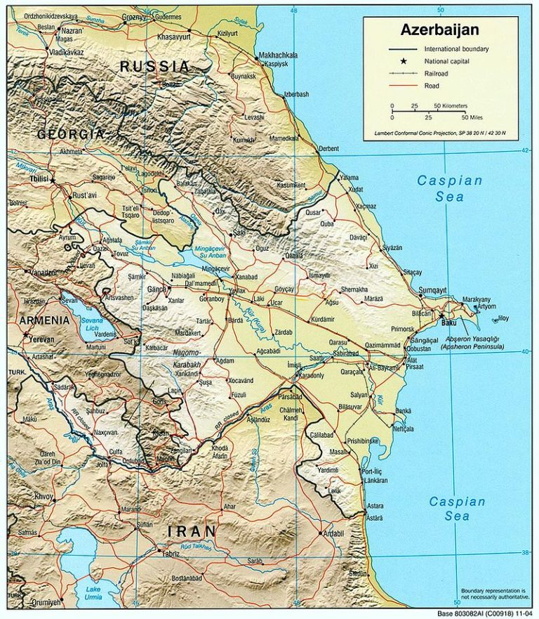 Azerbaijan Map With Major Roads And Railways 768x881 