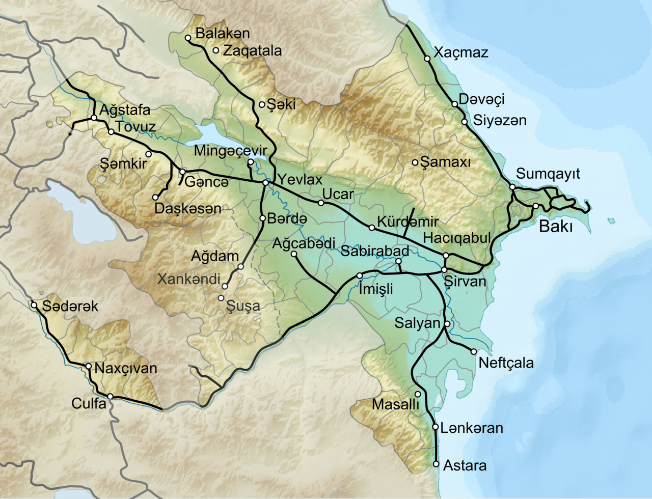 Azerbaijan Railways Map 