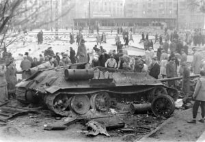 A Destroyed Soviet Tank in Budapest During the 1956 Revolution 1