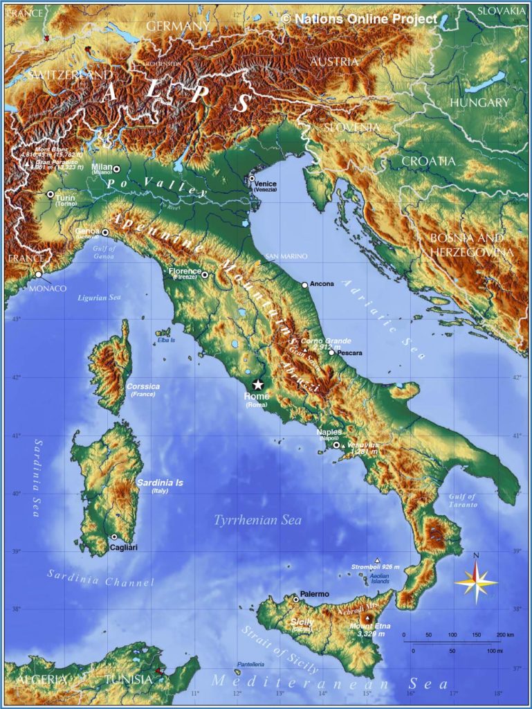 Topographic Map of Italy Smoke Tree Manor